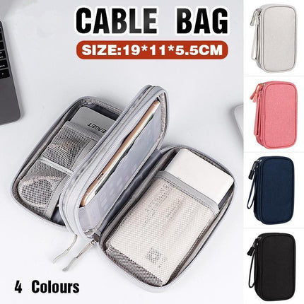 Electronic Accessories Cable Bag Organizer Travel Pouch Storage Cases Charger - Navy.