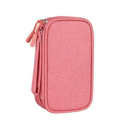 Electronic Accessories Cable Bag Organizer Travel Pouch Storage Cases Charger - Pink.