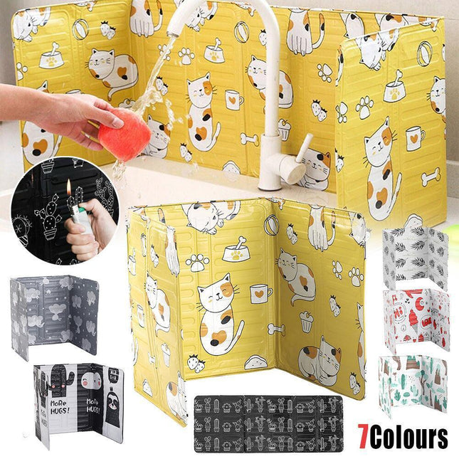 Kitchen Oil Splash Guard Wall Foil Protector Stove Cover Removable Baffle Screen - Cactus.