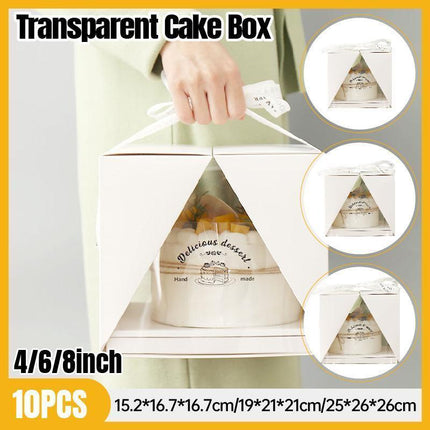10x Clear Cake Box Set 4 6 8 Inch Durable Versatile Display Packaging Containers - 10pcs-6inch.