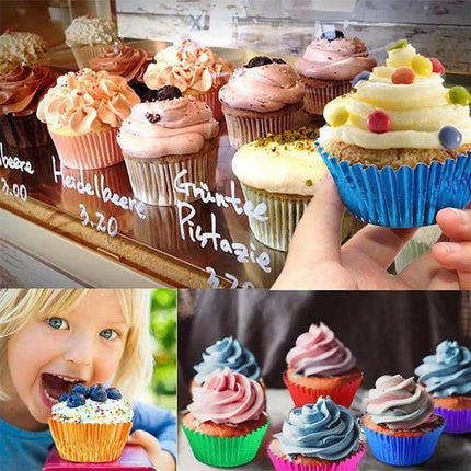 200 Pcs Colored Baking Paper Cupcake Trays Muffin Liners for Party Baking - Rose Gold.