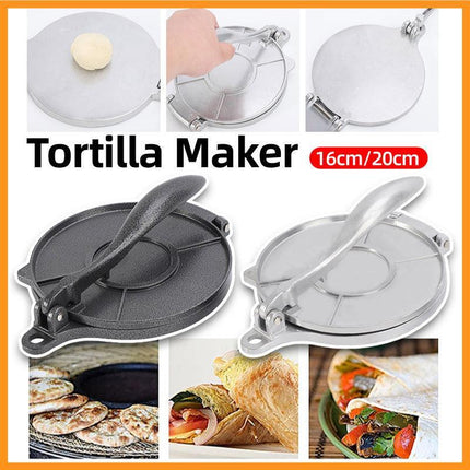 16/20cm Premium Tortilla Press Flat Bread Maker Taco Roti Chapati Health Food - Black-16cm.