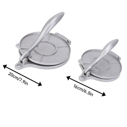 16/20cm Premium Tortilla Press Flat Bread Maker Taco Roti Chapati Health Food - Silver-20cm.