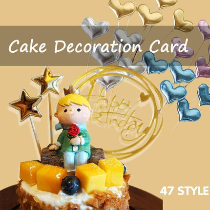 Happy Birthday Acrylic Cake Topper Cake Decoration Golden Silver Party - Pink-Star.