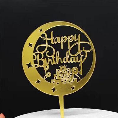 Happy Birthday Acrylic Cake Topper Cake Decoration Golden Silver Party - Pink-Star.