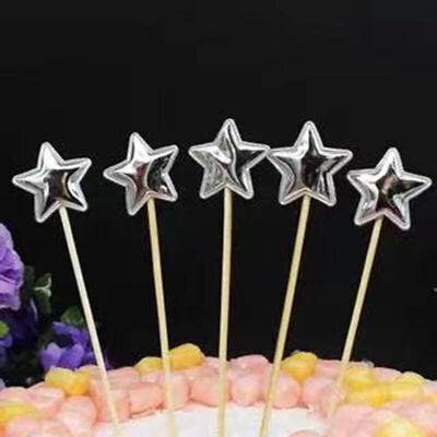 Happy Birthday Acrylic Cake Topper Cake Decoration Golden Silver Party - Pink-Star.