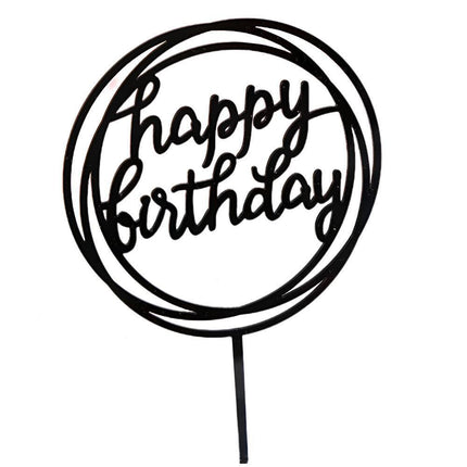 Happy Birthday Acrylic Cake Topper Cake Decoration Golden Silver Party - Pink-Star.