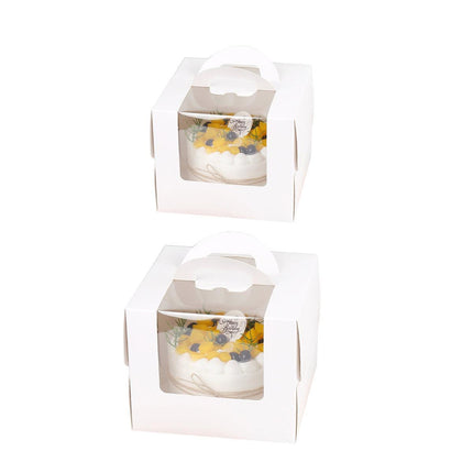 50pcs Portable Cake Boxes with Open Window for Birthday Party Cake Packaging - 4inch.