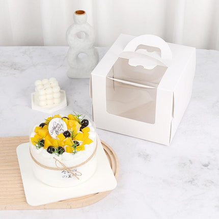 50pcs Portable Cake Boxes with Open Window for Birthday Party Cake Packaging - 4inch.