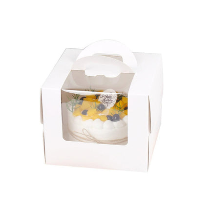 50pcs Portable Cake Boxes with Open Window for Birthday Party Cake Packaging - 4inch.