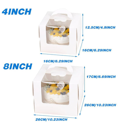 50pcs Portable Cake Boxes with Open Window for Birthday Party Cake Packaging - 8inch.