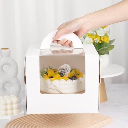 50pcs Portable Cake Boxes with Open Window for Birthday Party Cake Packaging - 8inch.