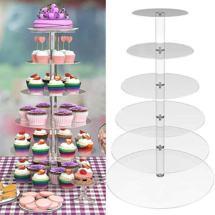 Acrylic Cupcake Tower 3 4 5 6 7 Tier Clear Cake Stand for Wedding Party - 4 Tiers.