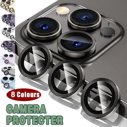 For iPhone 14/14 Plus Metal Camera Lens Glass Screen Protector - Purple.
