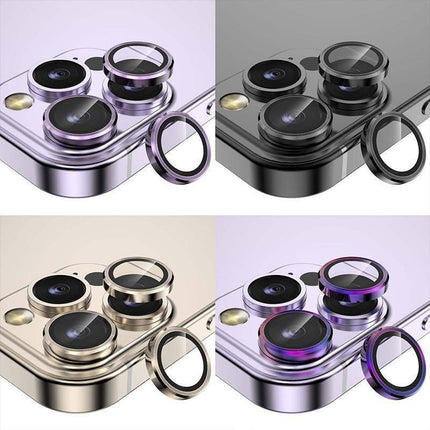 For iPhone 14/14 Plus Metal Camera Lens Glass Screen Protector - Purple.