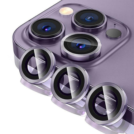 For iPhone 14/14 Plus Metal Camera Lens Glass Screen Protector - Purple.