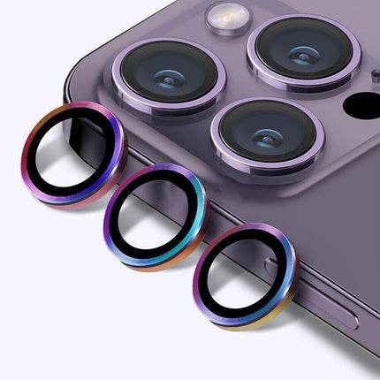 For iPhone 14/14 Plus Metal Camera Lens Glass Screen Protector - Purple.
