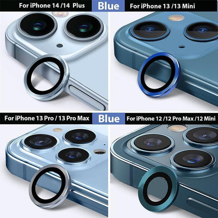 For iPhone 14/14 Plus Metal Camera Lens Glass Screen Protector - Purple.