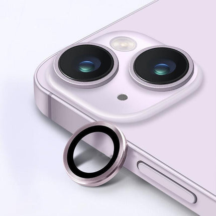 For iPhone 14/14 Plus Metal Camera Lens Glass Screen Protector - Purple.