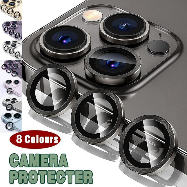 For iPhone 14/14 Plus Metal Camera Lens Glass Screen Protector - Grey.