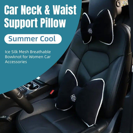 Black Bowknot Neck Pillow Plush Bow Tie Soft Plush Car Headrest Waist Support - Waist.