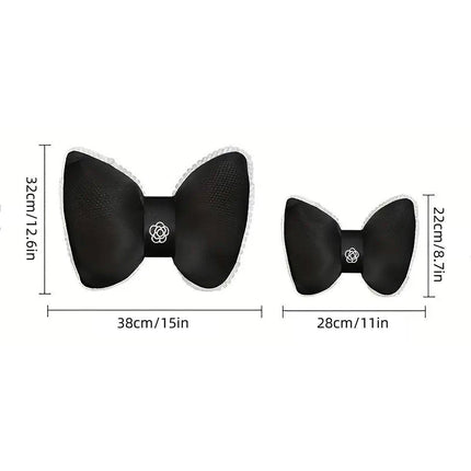 Black Bowknot Neck Pillow Plush Bow Tie Soft Plush Car Headrest Waist Support - Waist.