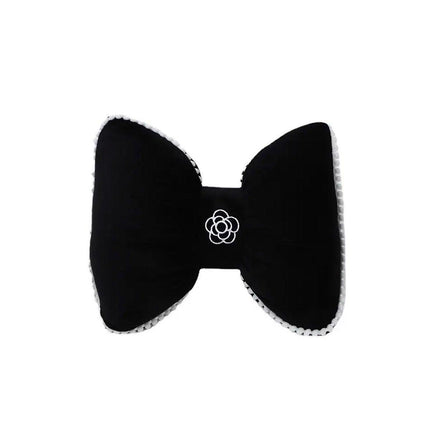 Black Bowknot Neck Pillow Plush Bow Tie Soft Plush Car Headrest Waist Support - Waist.
