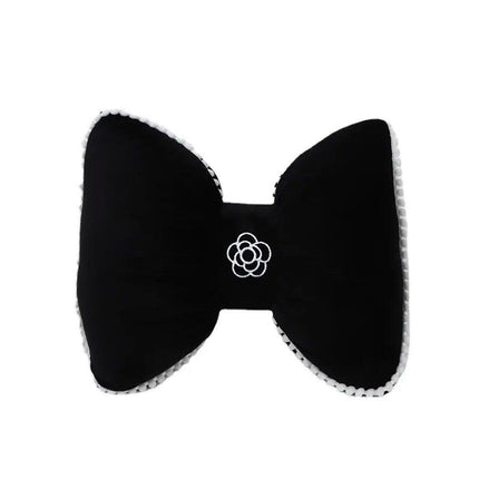 Black Bowknot Neck Pillow Plush Bow Tie Soft Plush Car Headrest Waist Support - Waist.
