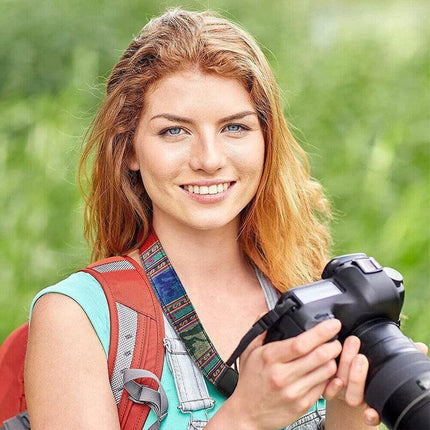 Camera Strap Compatible With Sony Nikon Olympus Dslr Canon Vintage Shoulder Neck - Black.