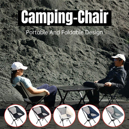 Outdoor Portable Lightweight Folding Camping Chair High Back Fishing Chair - Dark Blue.