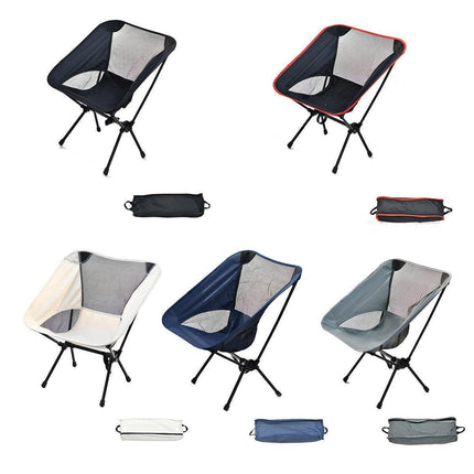 Outdoor Portable Lightweight Folding Camping Chair High Back Fishing Chair - Dark Blue.