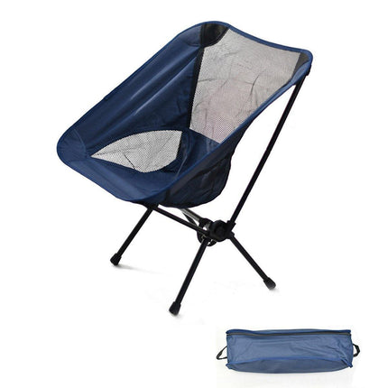 Outdoor Portable Lightweight Folding Camping Chair High Back Fishing Chair - Dark Blue.