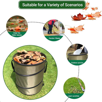 Folding Garden Leaf Bin Portable Outdoor Storage Bucket Camping Trash Can.