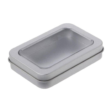 10pcs Metal Iron Box with Open Window Storage Rectangle Packaging Containers - 12.5x9x5cm.
