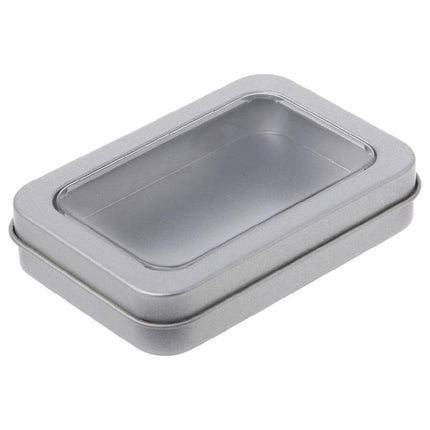 10pcs Metal Iron Box with Open Window Storage Rectangle Packaging Containers - 12.5x9x5cm.