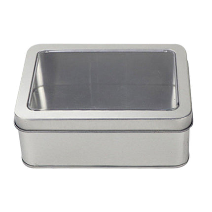 10pcs Metal Iron Box with Open Window Storage Rectangle Packaging Containers - 12.5x9x5cm.