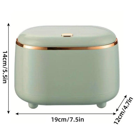 Small Desktop Trash Can Oval Pop Up Lid Rubbish Bin Waste Organizer Container - Green.