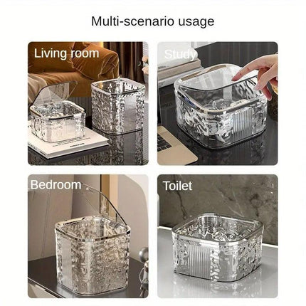 Desktop Mini Trash Can Small Waste Bin Storage Bucket for Office Kitchen Home - White-S.