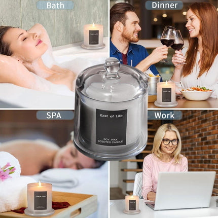 2Pcs Smokeless Glass Aromatherapy Candles Scented Gift Set for Relaxation - Freesia.