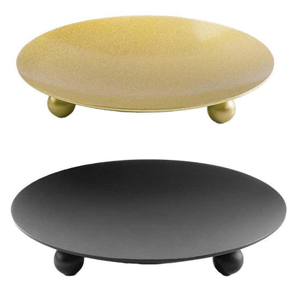 4pcs Iron Plate Candle Holder Aroma Base Tray for Decorative Candle Stand Set - Black.