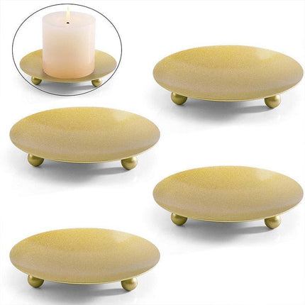 4pcs Iron Plate Candle Holder Aroma Base Tray for Decorative Candle Stand Set - Black.