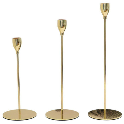 Set of 3 Decorative Candlestick Holder Candle Stand for Wedding / Dinner / Party - French Gold.