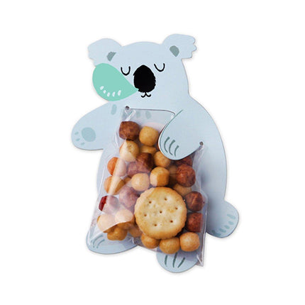 100pcs Cute 3D Cartoon Animal Candy Bags for Party Favors Birthday Gift Wrapping - Gray Fox.
