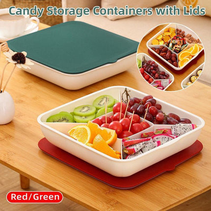 Plastic Fruit Plate Candy Box Dried Fruit Storage Box Snacks Nuts Tray Holder - Green.