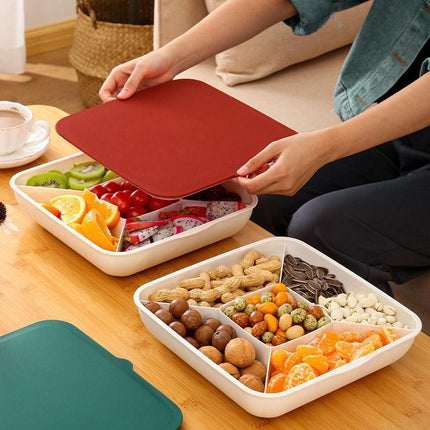 Plastic Fruit Plate Candy Box Dried Fruit Storage Box Snacks Nuts Tray Holder - Green.