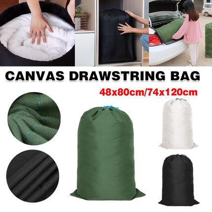 Canvas Drawstring Large Bag Pouch Clothes Craft Storage Laundry - Green-48X80cm.