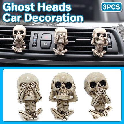 3pcs Ghost Head Car Decoration Accessories Halloween Ornament Vehicle Interior.