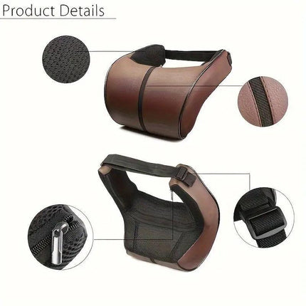 Car Headrest Neck Pillow for Comfortable Travel Support Memory Foam Car Pillow - Black.