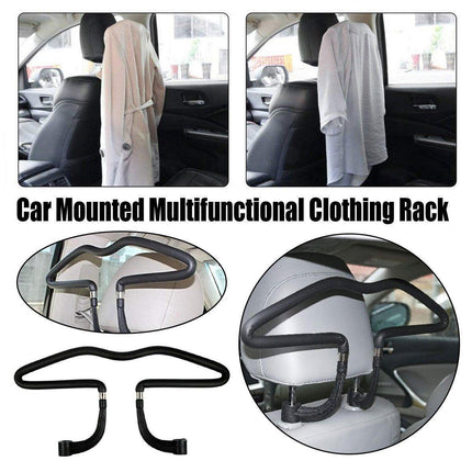 Vehicle Headrest Clothes Hanger PU Leather Suit Rack for Back Seat Storage.
