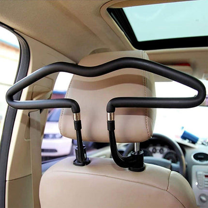 Vehicle Headrest Clothes Hanger PU Leather Suit Rack for Back Seat Storage.